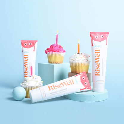 RiseWell Kids Mineral Toothpaste - Hydroxyapatite Toothpaste for Kids - No Fluoride, All Natural - Cake Batter Flavor - 3.4 oz