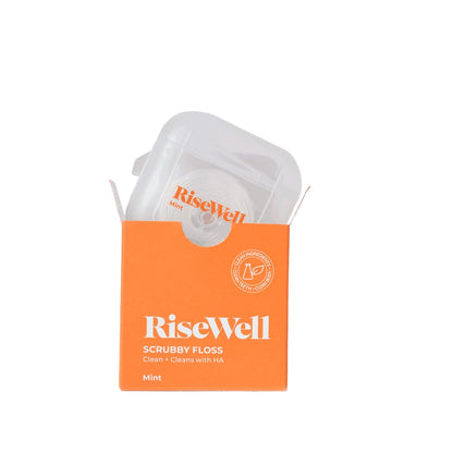 RiseWell Scrubby Floss – PFAS Free with Hydroxyapatite & Xylitol (30 Yards) | Dentist-Formulated, Vegan