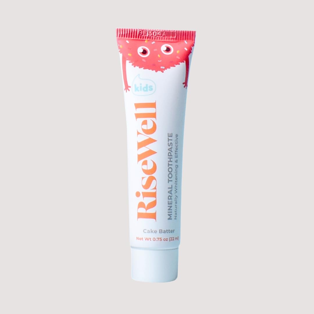 RiseWell Travel Kids Mineral Toothpaste – Hydroxyapatite, No Fluoride, Cake Batter Flavor