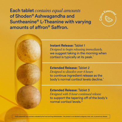 Ritual Stress Relief Supplement – BioSeries Ashwagandha, L-Theanine & Saffron, 8-Hour Release