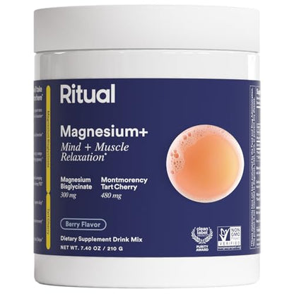 Ritual Magnesium+ Drink Mix: Tart Cherry & Gentle Magnesium Bisglycinate | 30 Servings