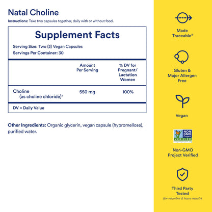 Ritual Natal Choline Supplement 550mg – Supports Baby's Cognitive Function During Pregnancy and Choline Content in Breastmilk* | 30 Day Supply