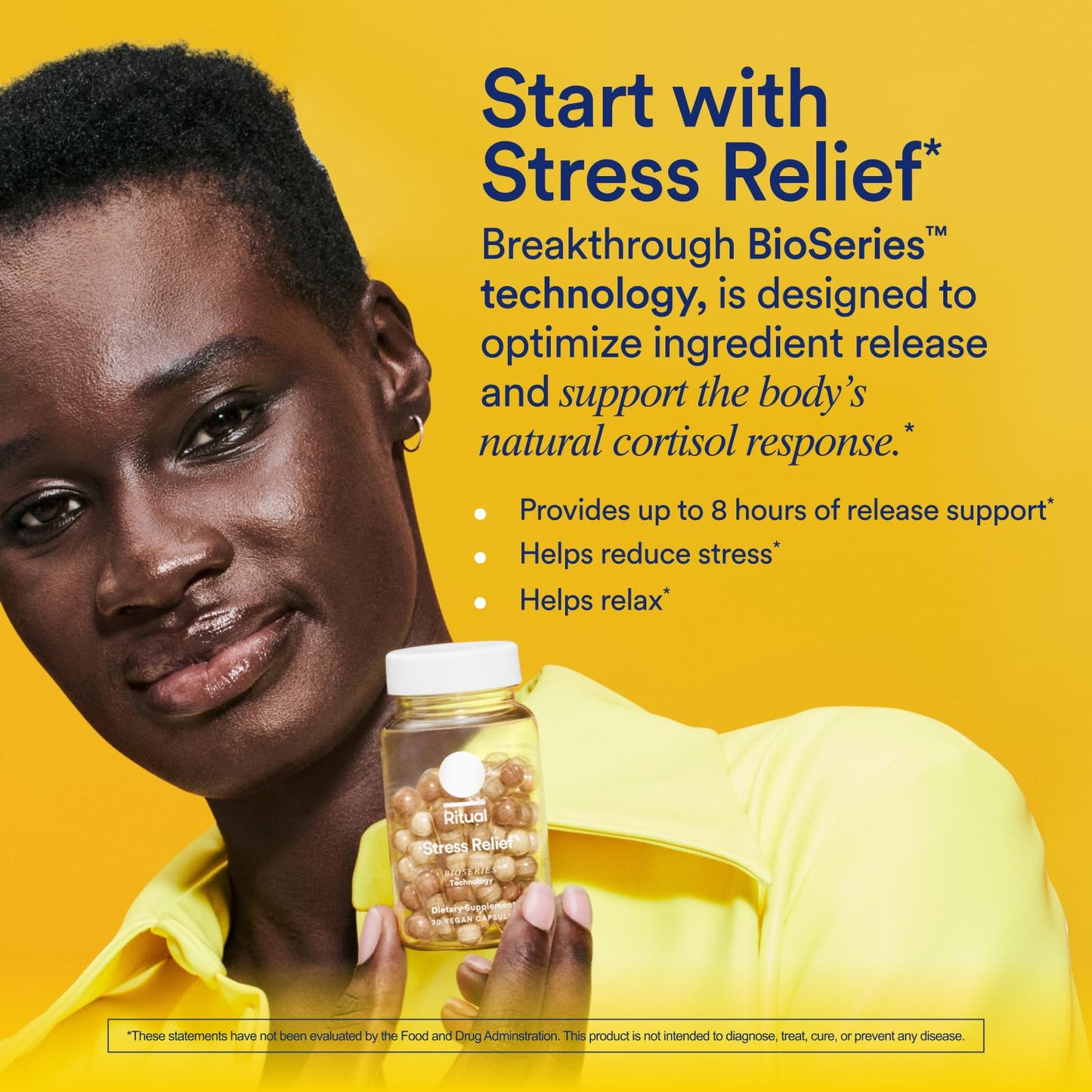 Ritual Stress Relief Supplement – BioSeries Ashwagandha, L-Theanine & Saffron, 8-Hour Release