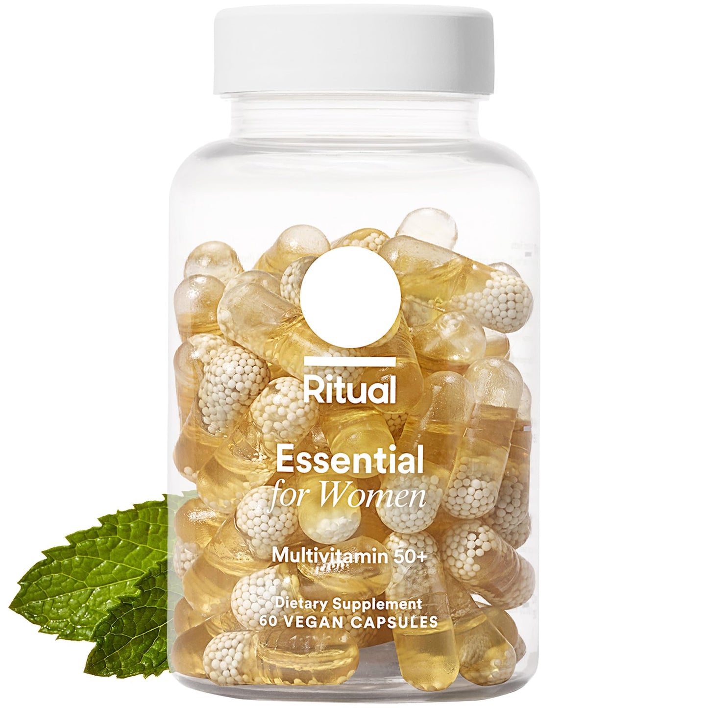 Ritual Women 50+ Multivitamin — Vegan, Non-GMO, D3/K2/Mg, Omega-3 DHA, Mint, 60 Capsules