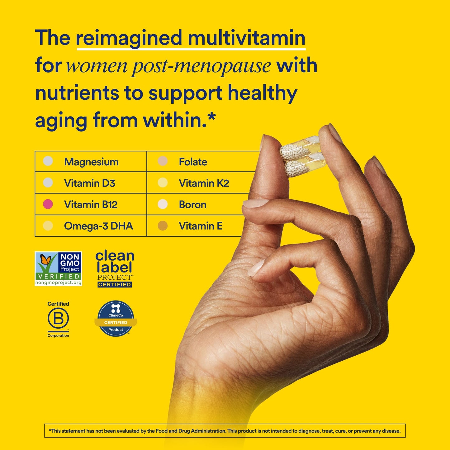 Ritual Women 50+ Multivitamin — Vegan, Non-GMO, D3/K2/Mg, Omega-3 DHA, Mint, 60 Capsules