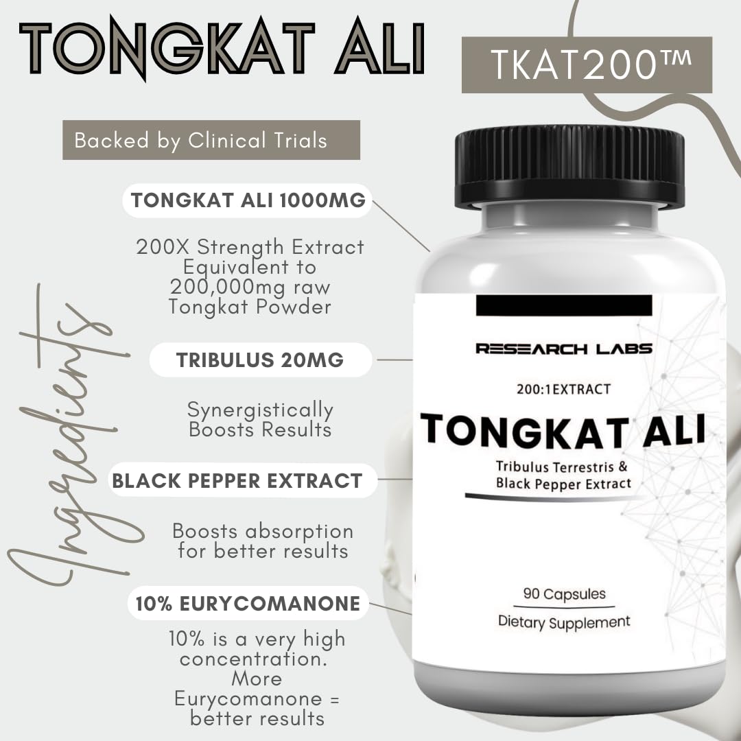 Research Labs Longjack Tongkat Ali Extract Capsules 200x Strength | 200,000 mg | Strength, Drive, Performance & Muscle Mass (2)