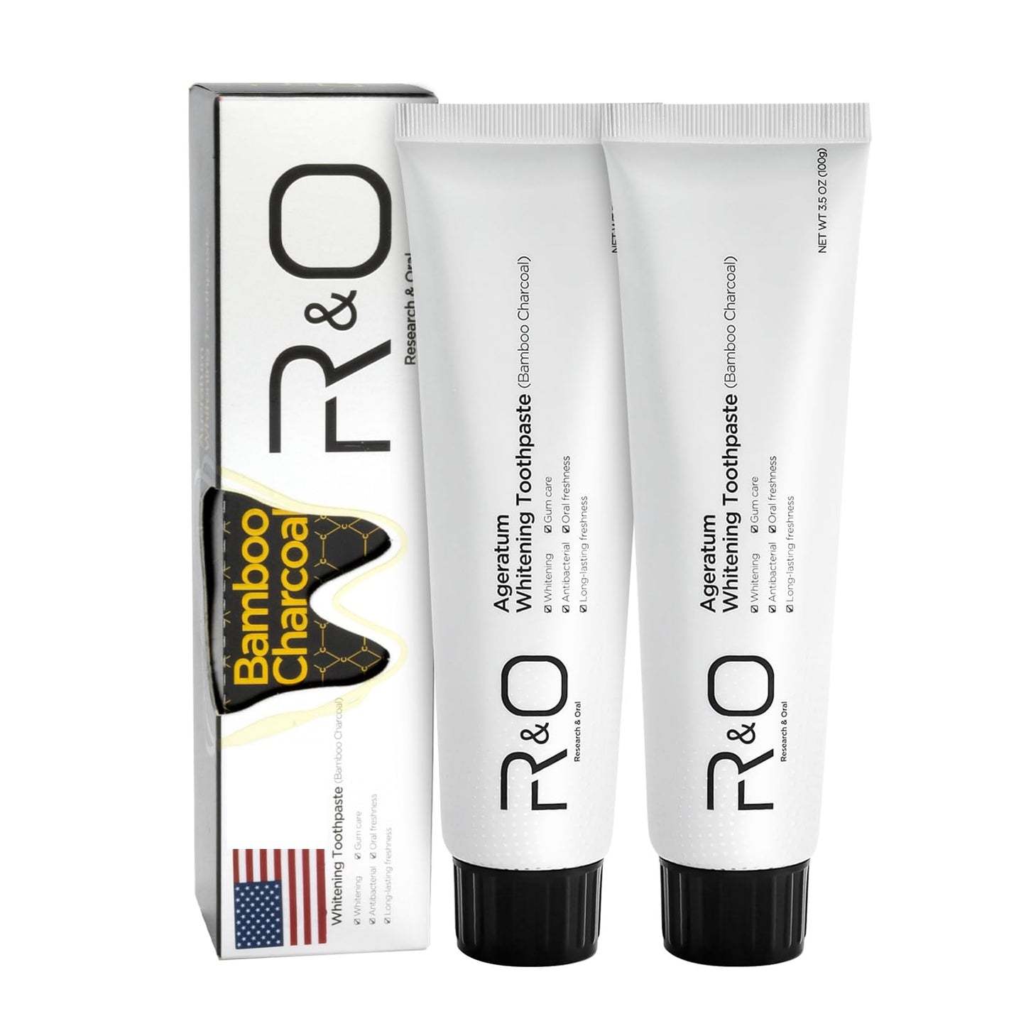 R&O Ageratum Whitening Toothpaste with Bamboo Charcoal – 3.53 oz (2 Tubes)