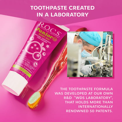 R.O.C.S. Junior Toothpaste Berry Mix – Enamel Whitening, No Fluoride – Safe to Swallow (6-12 yrs)
