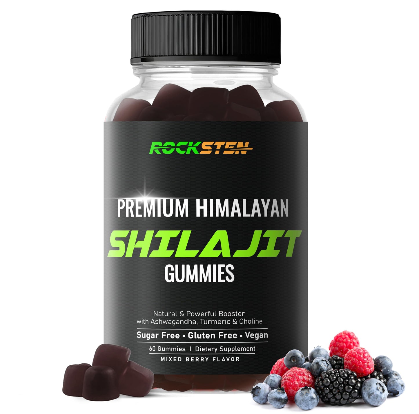 RockSten Premium Himalayan Shilajit Gummies - 1500mg with Ashwagandha & Turmeric | Vegan, Gluten-Free