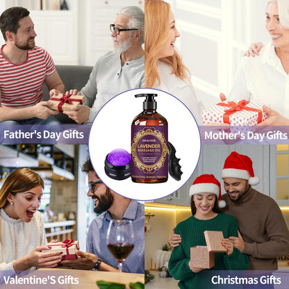 Lavender Massage Oil with Roller Ball – Soothing Spa Massage Oil for Men & Women