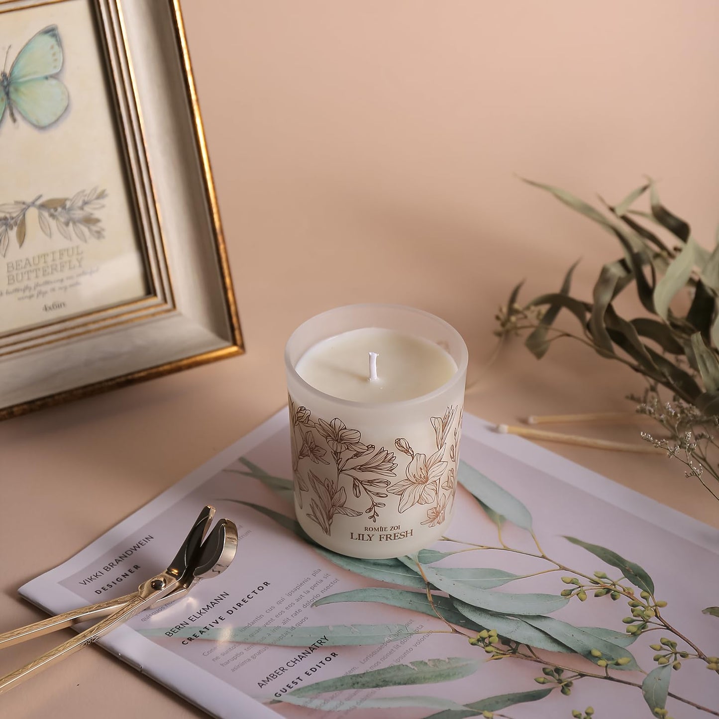 ROMIIE ZOI Lily Fresh Scented Candle - 6oz Soy Wax, Gifts for Women
