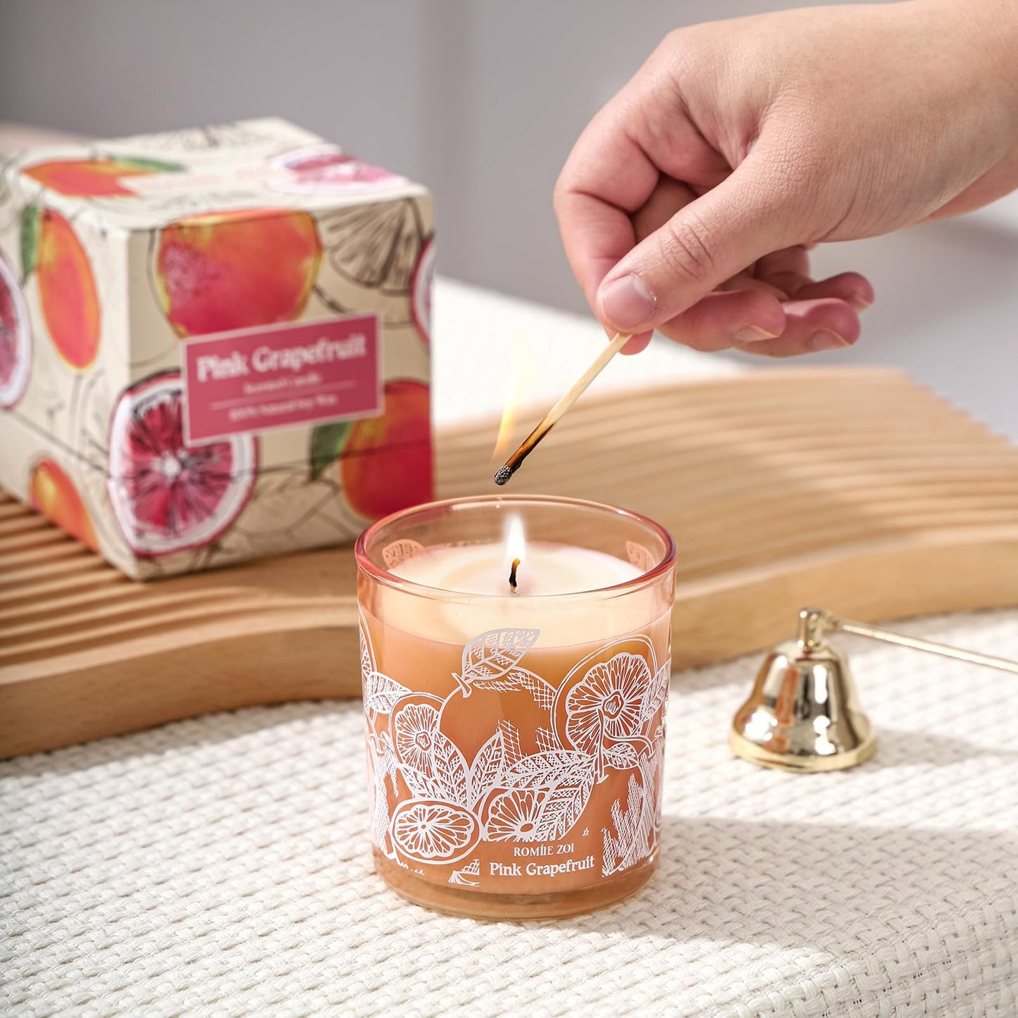 ROMIIE ZOI Pink Grapefruit Scented Candle - 6oz/170g | Aromatherapy Soy Wax Jar Candle for Home & Gifts