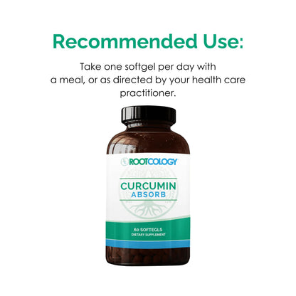 Rootcology by Dr. Izabella Wentz | Curcumin Absorb | Curcumin Turmeric Blend with 3 Bioactive Curcuminoids & Turmeric Oil | 60 Softgels