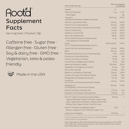 Root'd Prenatal Multivitamin Powder – 25 Vitamins & Minerals, 3x Electrolytes, Sugar-Free | 90 Packets