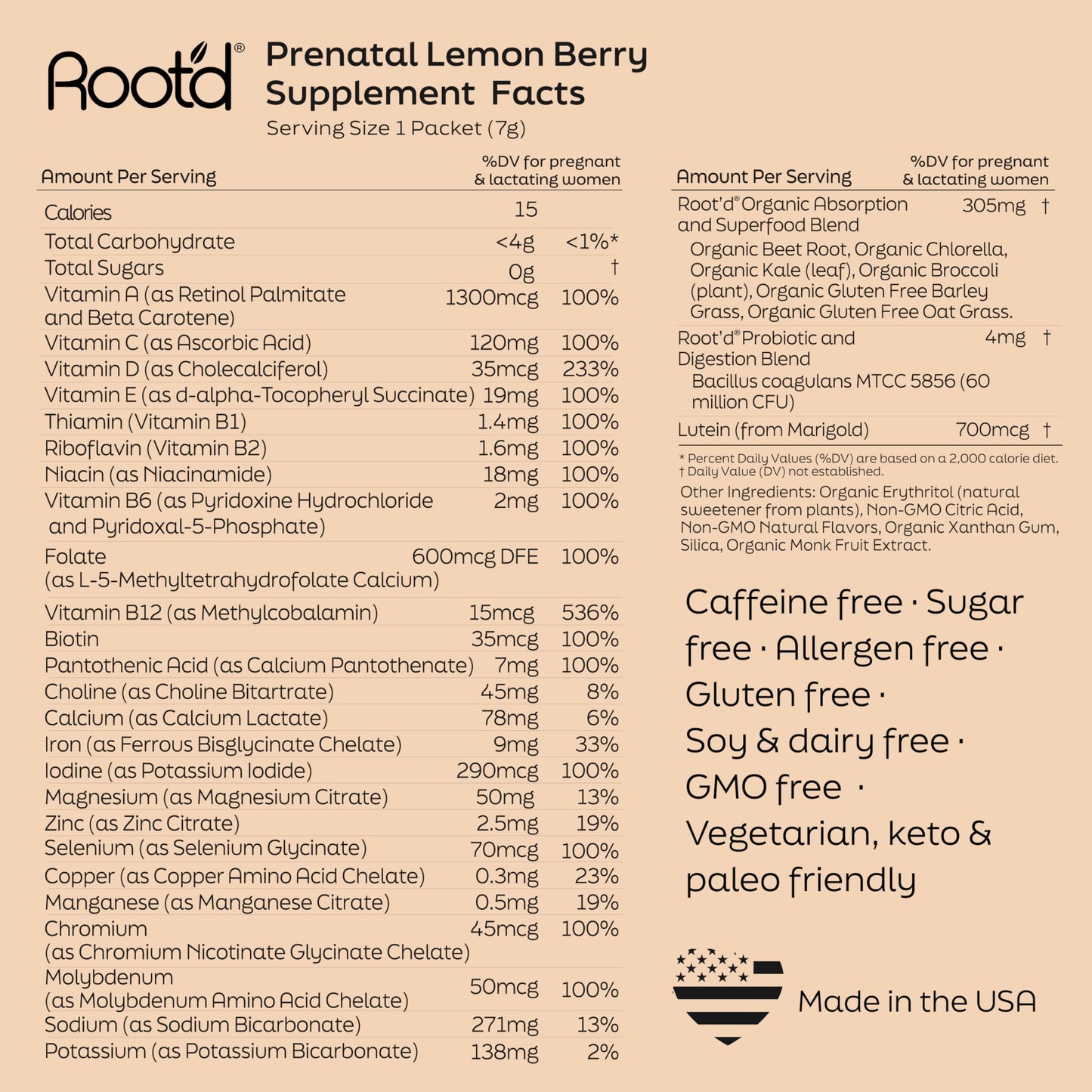 Root'd Prenatal Multivitamin Powder – 25 Vitamins & Minerals, 3x Electrolytes, Sugar-Free | 90 Packets