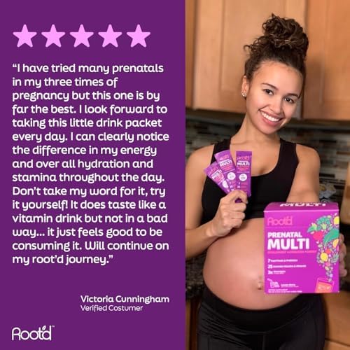 Root'd Prenatal Multivitamin Powder — 25 Vitamins & 3x Electrolytes, Folate, Iron, D3, 7 Superfoods & Probiotics | Sugar-Free | 24 Packets