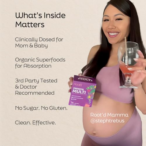 Root'd Prenatal Multivitamin Powder – 25 Vitamins & Minerals, 3x Electrolytes, Sugar-Free | 90 Packets