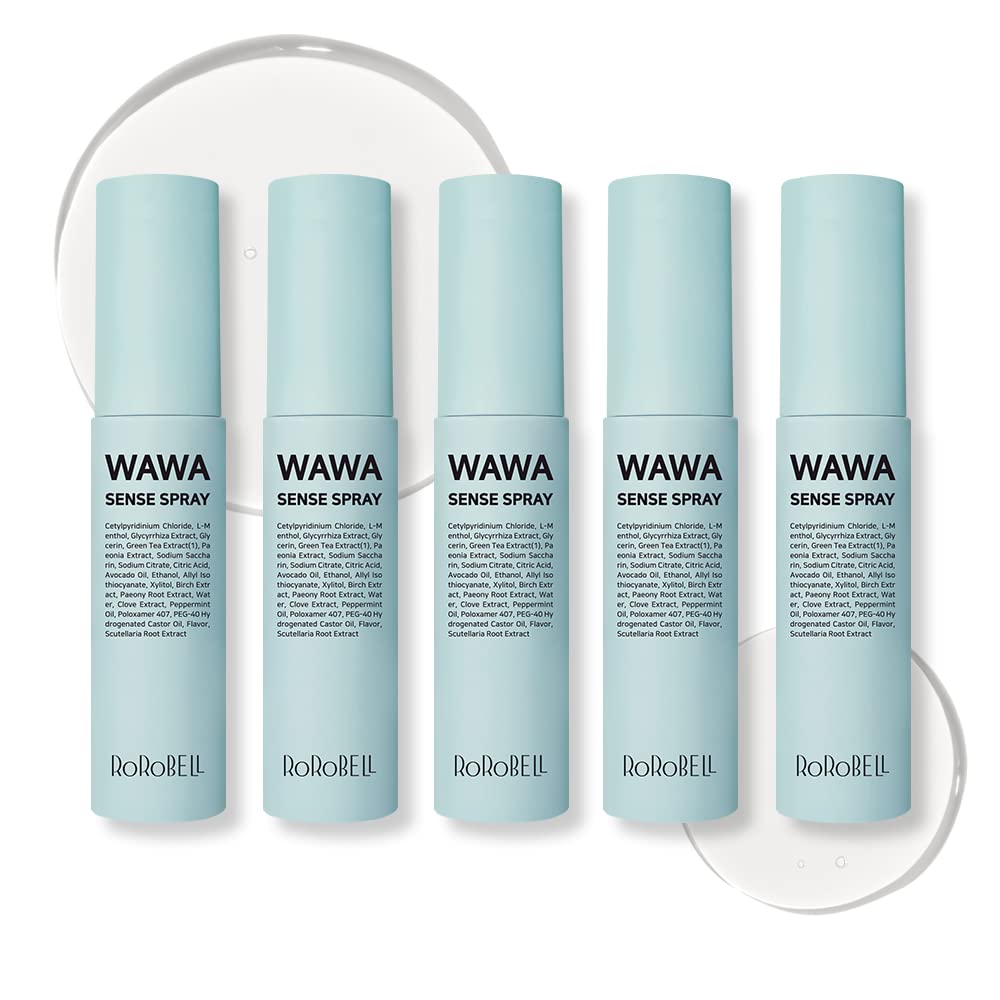 ROROBELL Wawa Sense Spray – Oral Care Mouth Freshener Pack of 5 (1/3 Fl Oz)