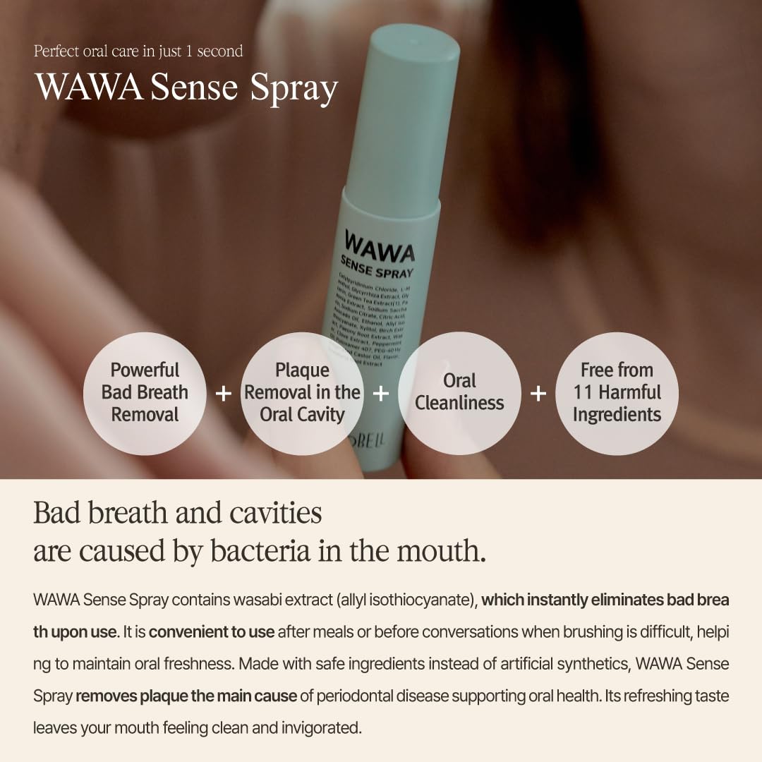 ROROBELL Wawa Sense Spray – Oral Care Mouth Freshener Pack of 5 (1/3 Fl Oz)