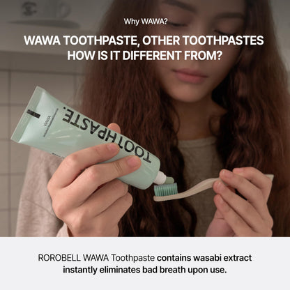 ROROBELL Wawa Toothpaste Made for My Boyfriend's Bad Breath, Sensitive Teeth, Improvement of Gum Problems/Peppermint Flavor/Made with Wasabi I 3.53 fl.oz (Pack of 3)
