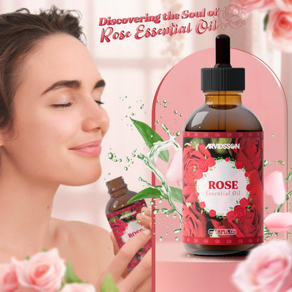 Rose Essential Oil 4 Oz (120ml) - Pure & Natural Fragrance for Diffusers, Aromatherapy, Massage