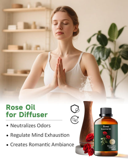 Pure Rose Essential Oil for Bedtime Serenity & Relaxation (3.38 fl oz) – Pillow Mist & Skincare