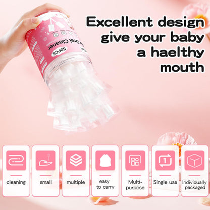 RoseFish 50Pcs Baby Tongue Cleaners (0-36 Months) – Disposable, No Glue