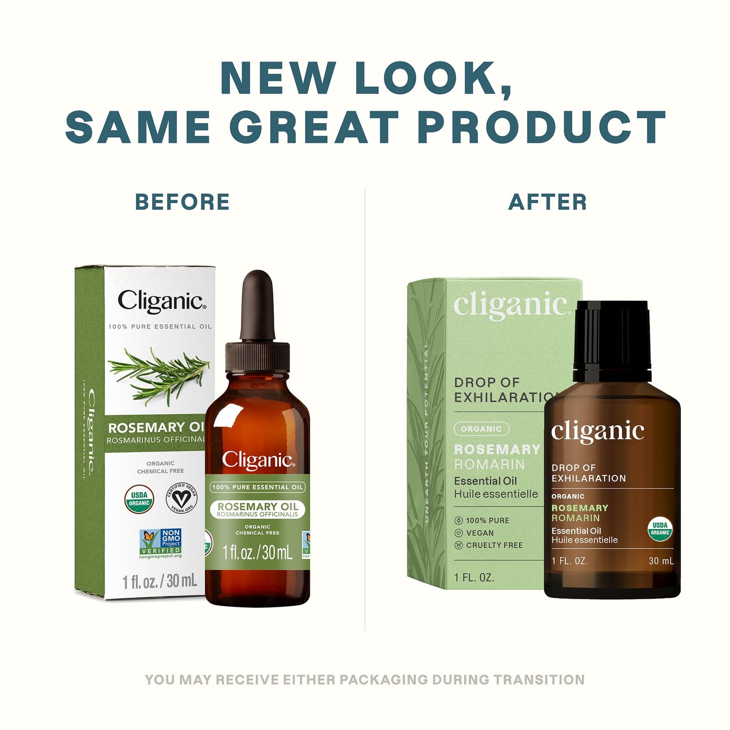 Cliganic Organic Rosemary Essential Oil 1oz – 100% Pure, Undiluted, USDA Organic, Non-GMO