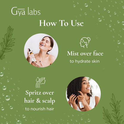Gya Labs Rosemary Hydrosol - 3.4 Fl Oz | Face & Hair Mist