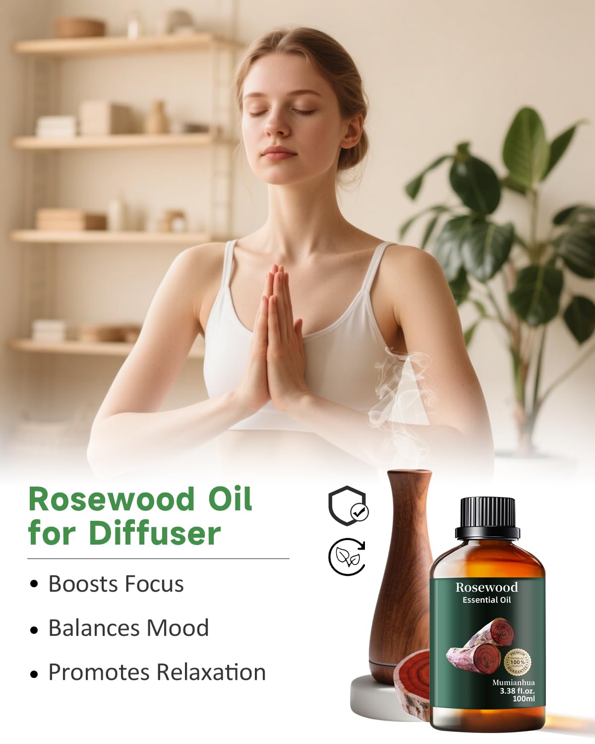 Rosewood Essential Oil – Outdoor Shield & Protective Barrier (3.38 Fl Oz)