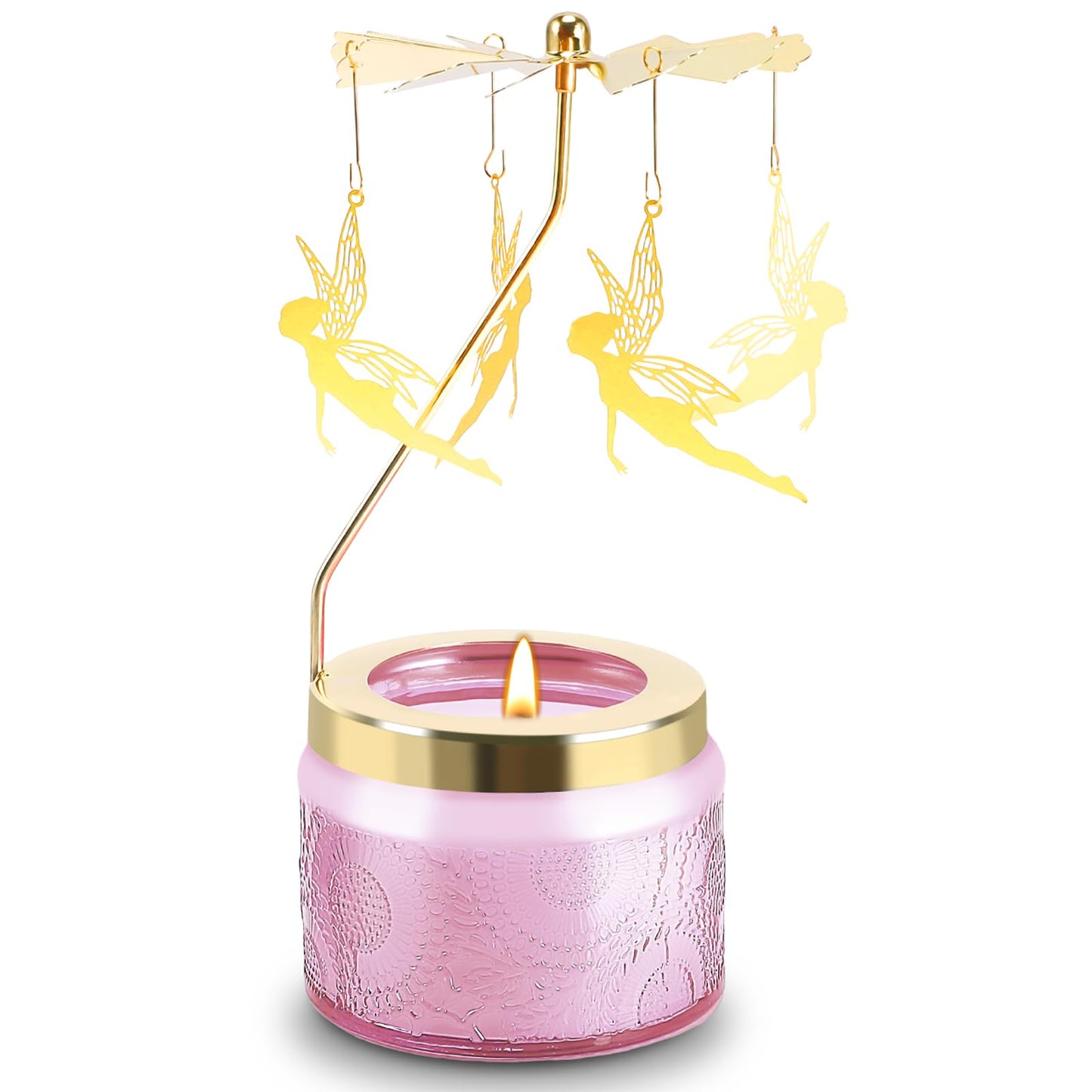 Rotatable Candle - Vanilla Cream Scented Gift for Women (Pink Butterfly)