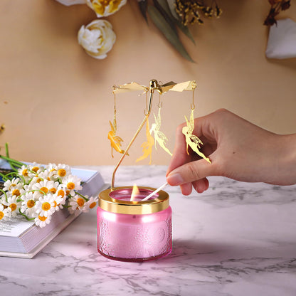 Rotatable Candle - Vanilla Cream Scented Gift for Women (Pink Butterfly)