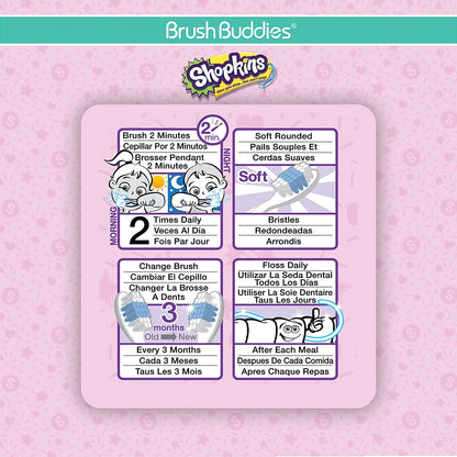 Brush Buddies 2 Piece Shopkins Toothbrush – Kids' Soft Bristle Set