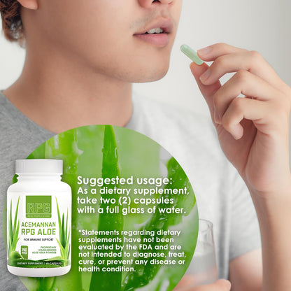 RPG Acemannan Aloe Vera Capsules - Immune & Gut Support | 60 x 250 mg
