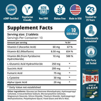 RU-21 Night-After Recovery Supplement | Feel Better Next Day & Liver Support | Made in USA