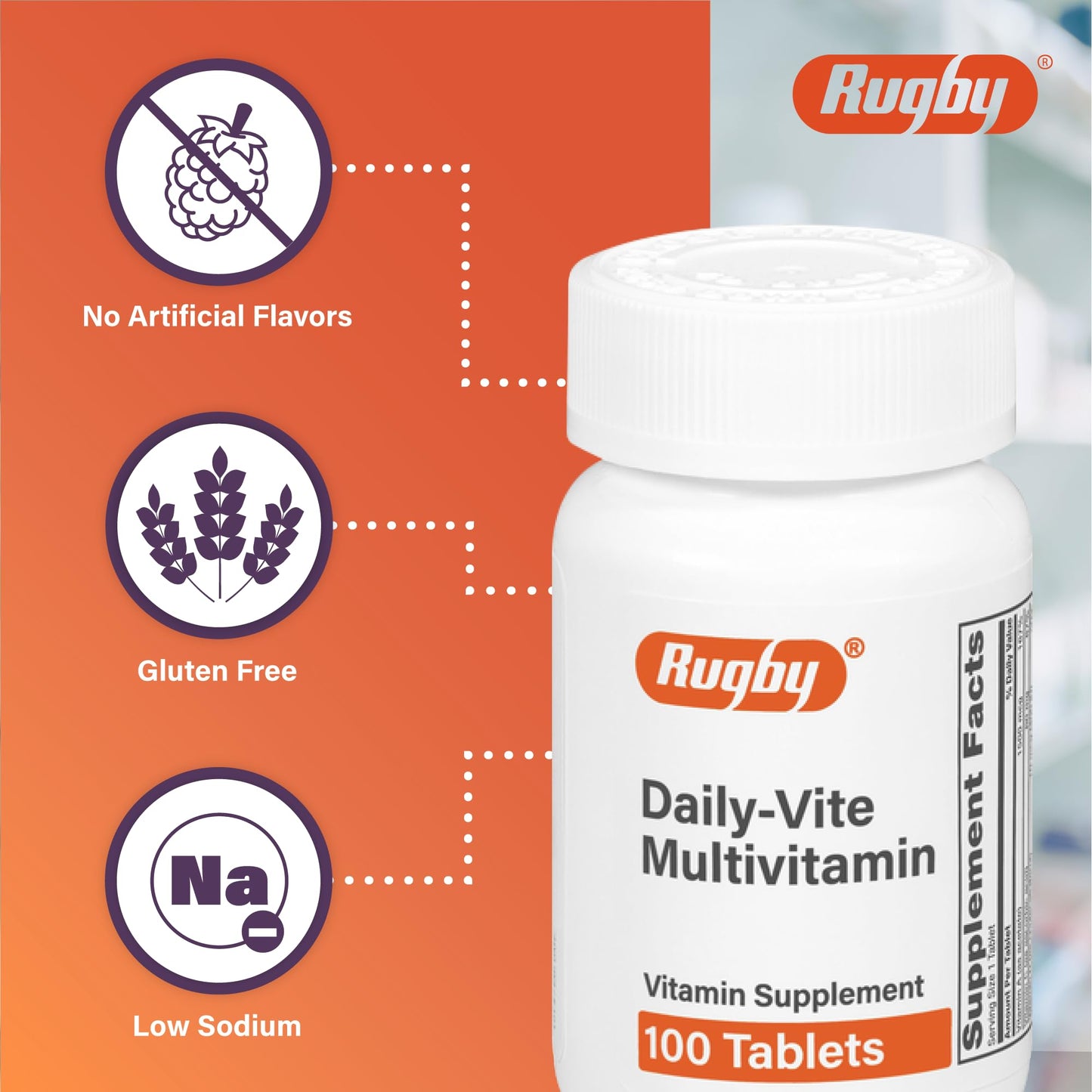 Rugby Daily-Vite Multivitamin - 100 Tablets (2 Pack) | Daily Vitamin Supplement