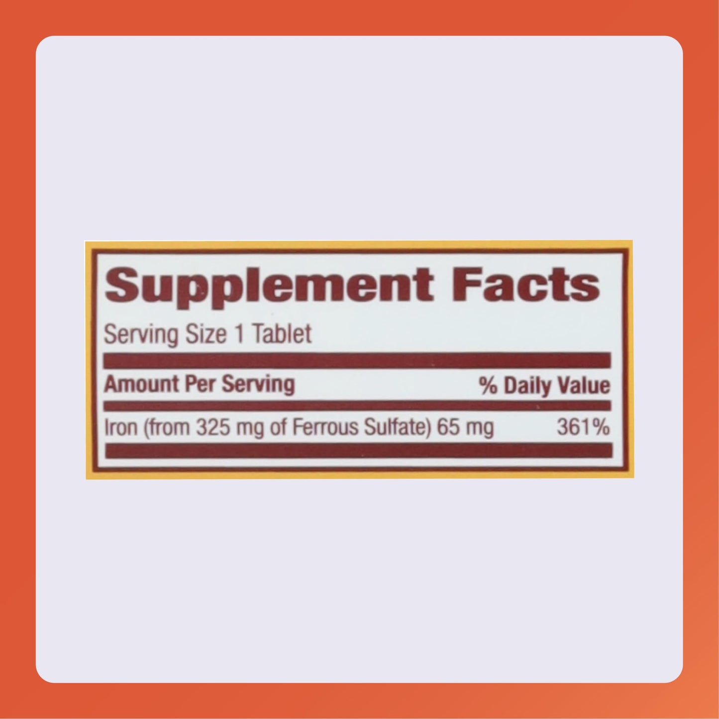 Rugby Ferrous Sulfate 325mg Tablets – Iron Supplement for Women & Men | 100 Count (1 Pack)
