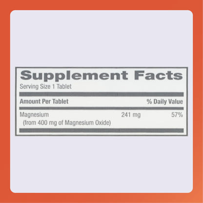 Rugby Magnesium Oxide 400 mg Tablets | Gluten-Free Dietary Supplement | 120 Count