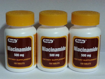 Rugby Niacinamide 500mg Tablets 100ct - 3 Pack (3)