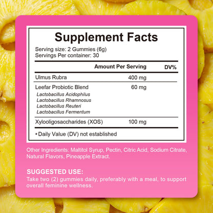 Rulviou Women's Probiotic Gummies for Vaginal Health | pH Balance & Immune Support - Pineapple Flavor, 60 Count