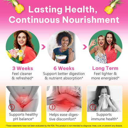 Rulviou Women's Probiotic Gummies for Vaginal Health | pH Balance & Immune Support - Pineapple Flavor, 60 Count