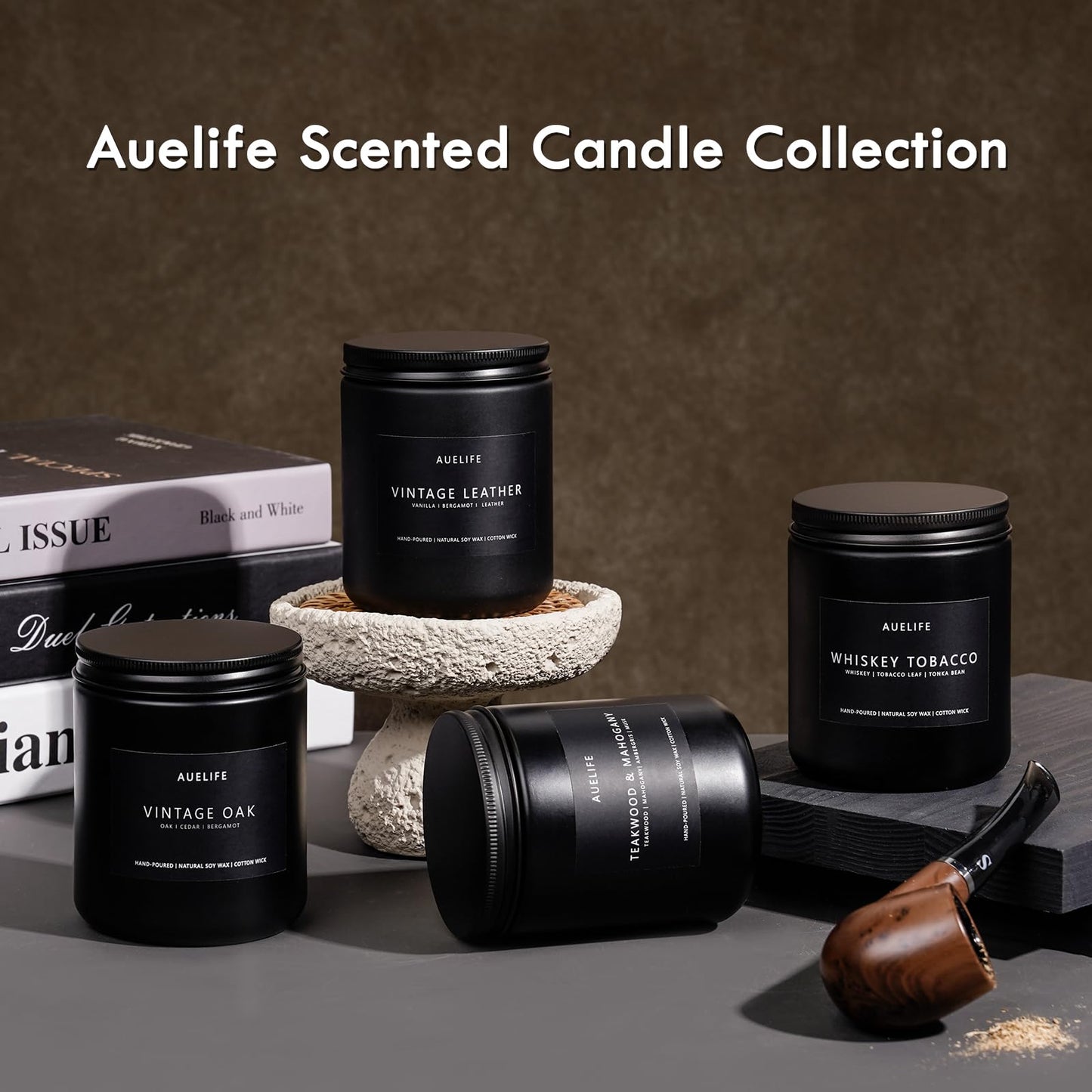 Rum & Oak Candle - Masculine Soy Candle in Black Jar (7oz)