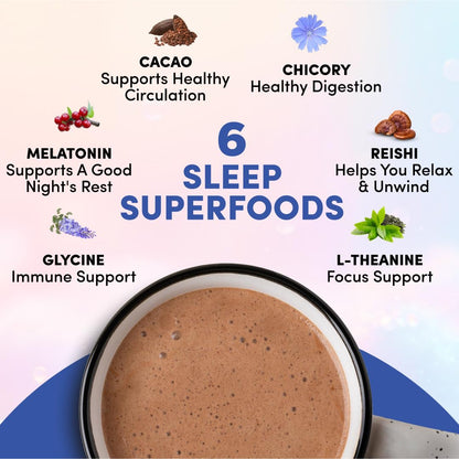 RYZE SUPERFOODS Mushroom Hot Cocoa with Melatonin Sleep Support – Keto Cocoa Powder, 20 Servings