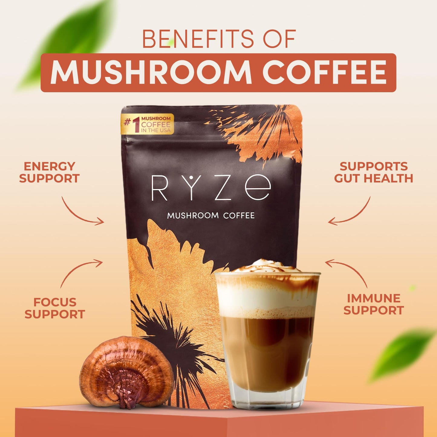 RYZE Superfoods Ultimate Energy Bundle – USDA Organic Mushroom Coffee, Mushroom Matcha & Probiotic Creamer