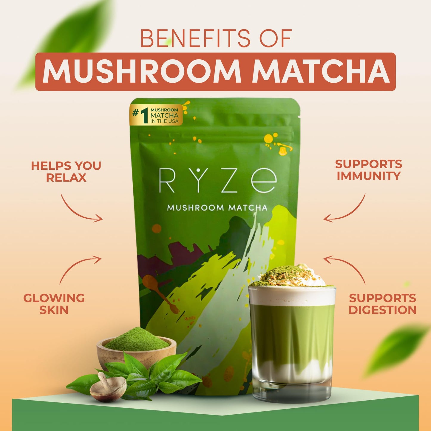RYZE Superfoods Ultimate Energy Bundle – USDA Organic Mushroom Coffee, Mushroom Matcha & Probiotic Creamer