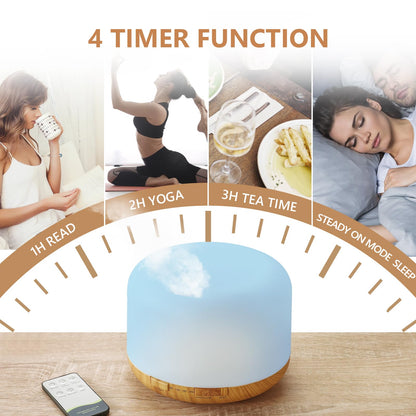 SACATR Essential Oil Diffuser Set – 500ml Ultrasonic Diffuser with 36 Oils, Remote, Auto Shut-Off, 4 Timers, 15 Colors