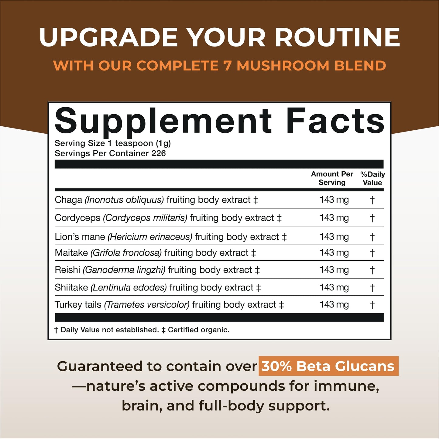 Naturealm Sacred 7 Mushroom Powder – 7-in-1 Blend (7 Month Supply) for Immune Support, Focus & Energy | Coffee Enhancer