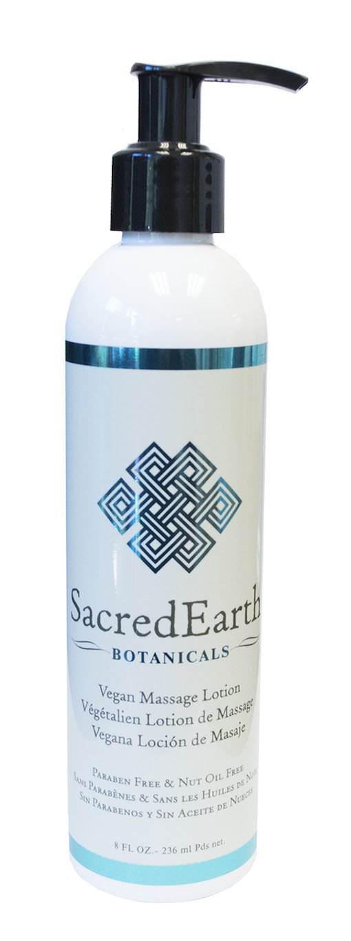 Sacred Earth Botanicals Lotion (8oz) – Unscented Massage Lotion, Fragrance Free, Vegan