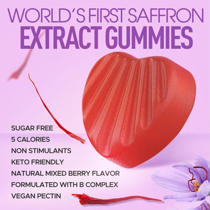NEVISS Saffron Gummies 100mg — Pure Saffron Extract with Magnesium Glycinate, L-Theanine & Turmeric