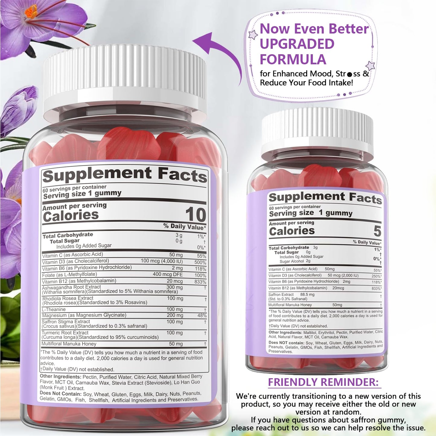 NEVISS Saffron Gummies 100mg — Pure Saffron Extract with Magnesium Glycinate, L-Theanine & Turmeric